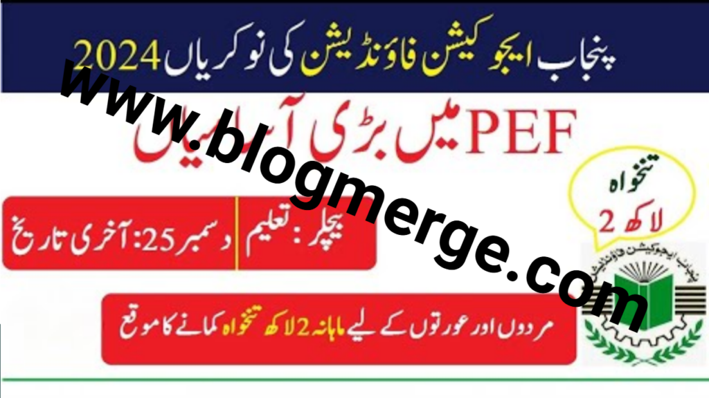 PEF JOBS- Latest government jobs 2024